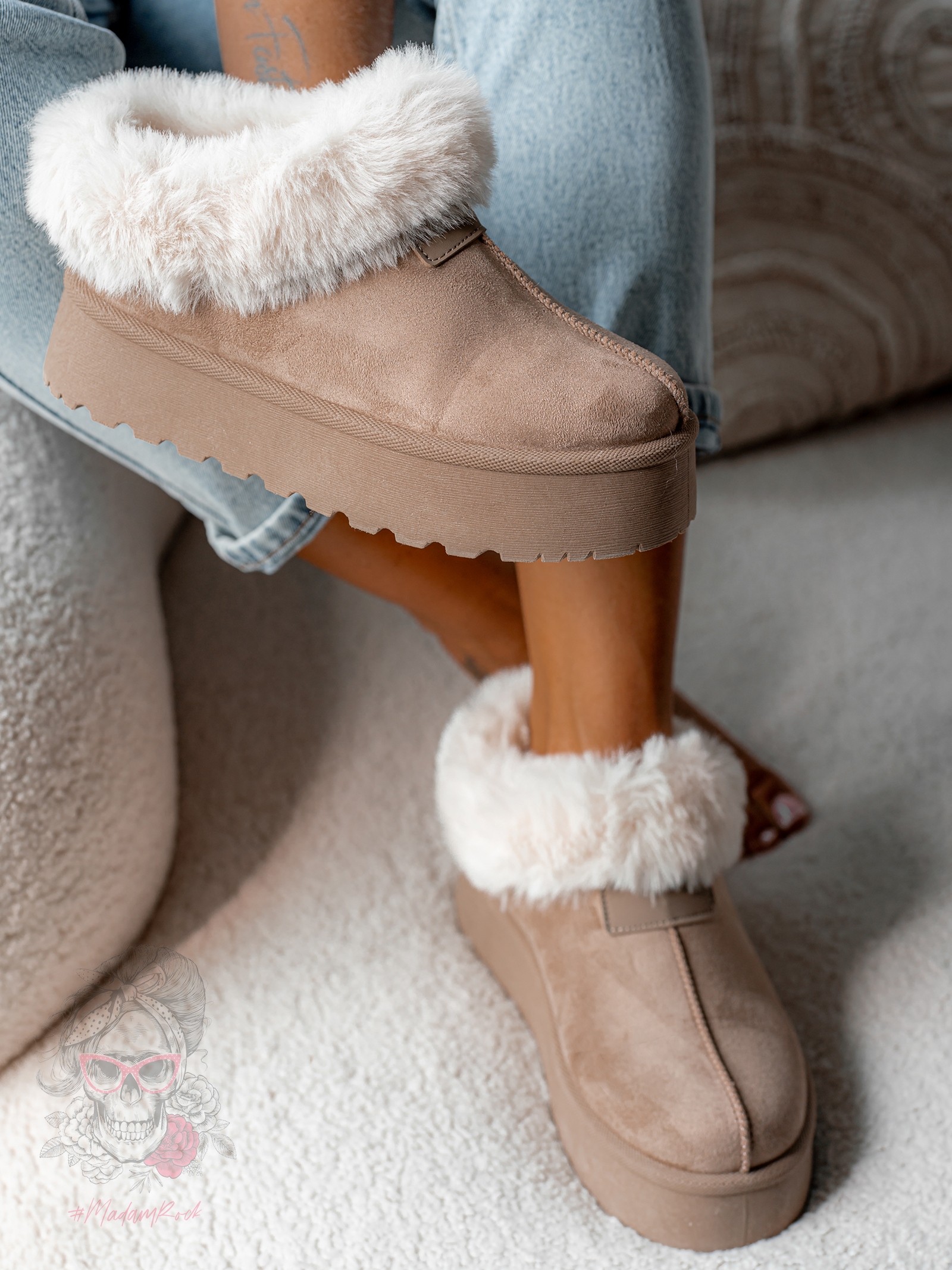 Botki wsuwane Madam Fifi latte