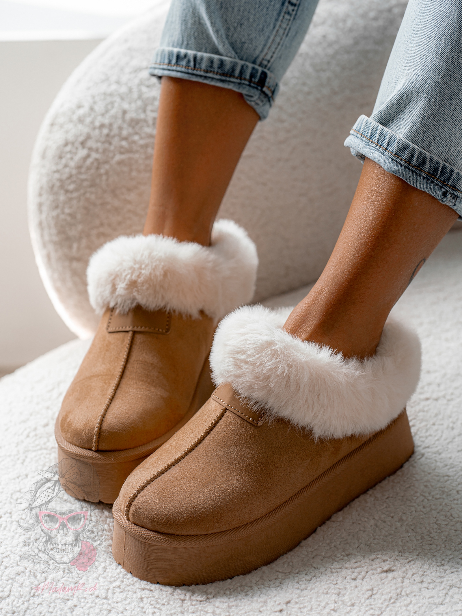 Botki wsuwane Madam Fifi karmelowe