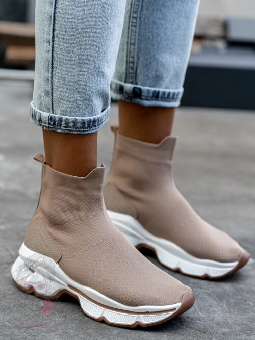 Botki skarpety Madam Rapido beżowe