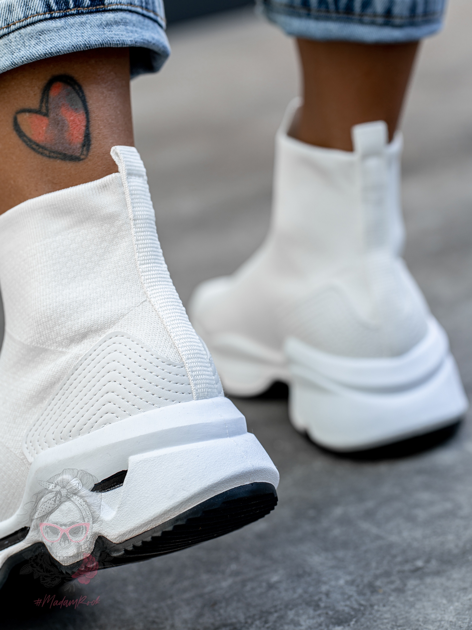 Buty sportowe skarpetki Madam Rapido białe