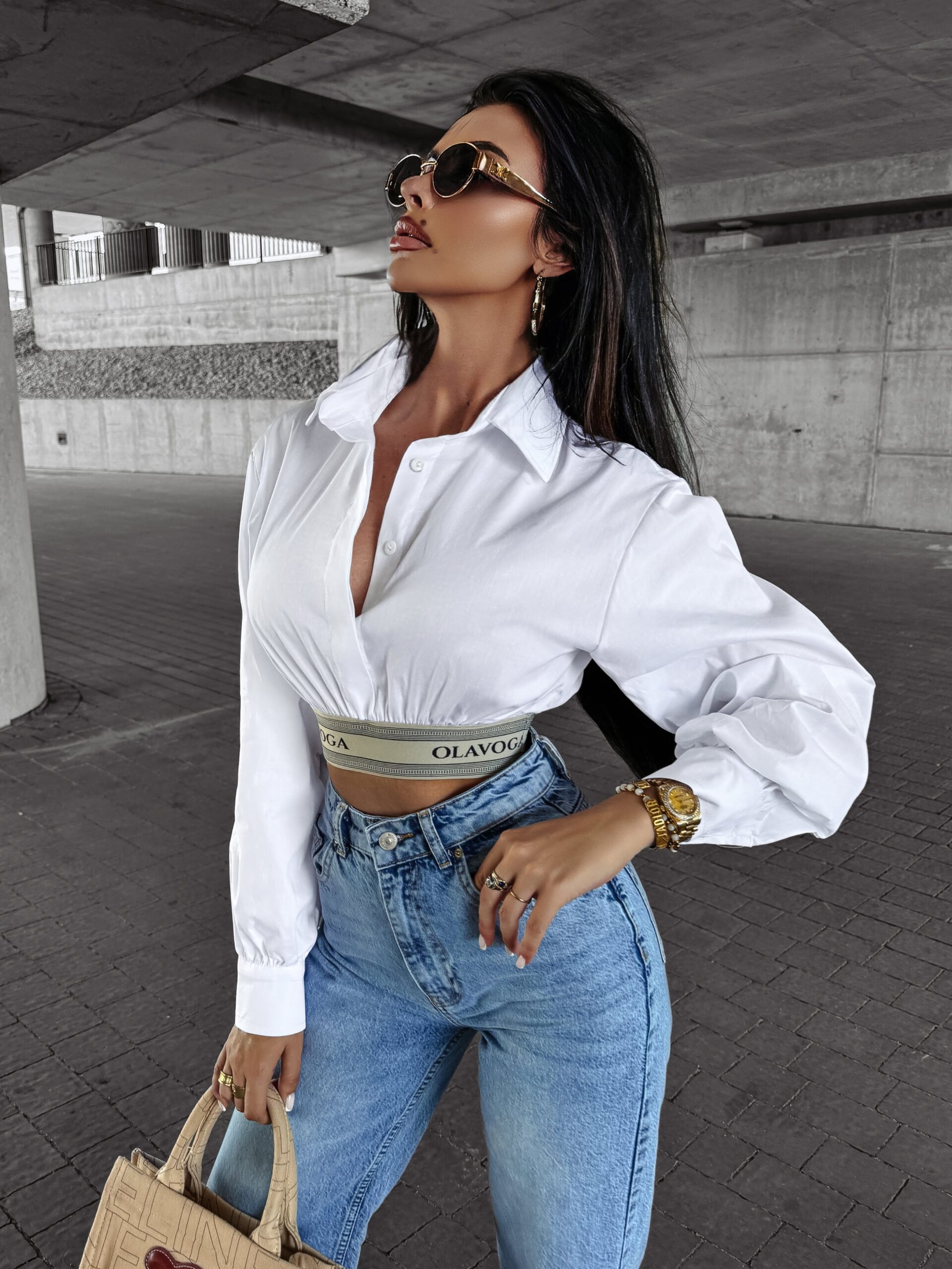 Koszula elegancka krótka SABELLA OLAVOGA biała