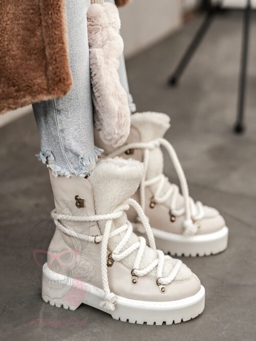 Śniegowce z kożuszkiem Aries Rock beżowe