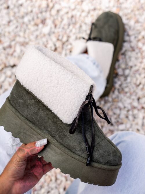 Botki z kożuszkiem Rock Meu khaki