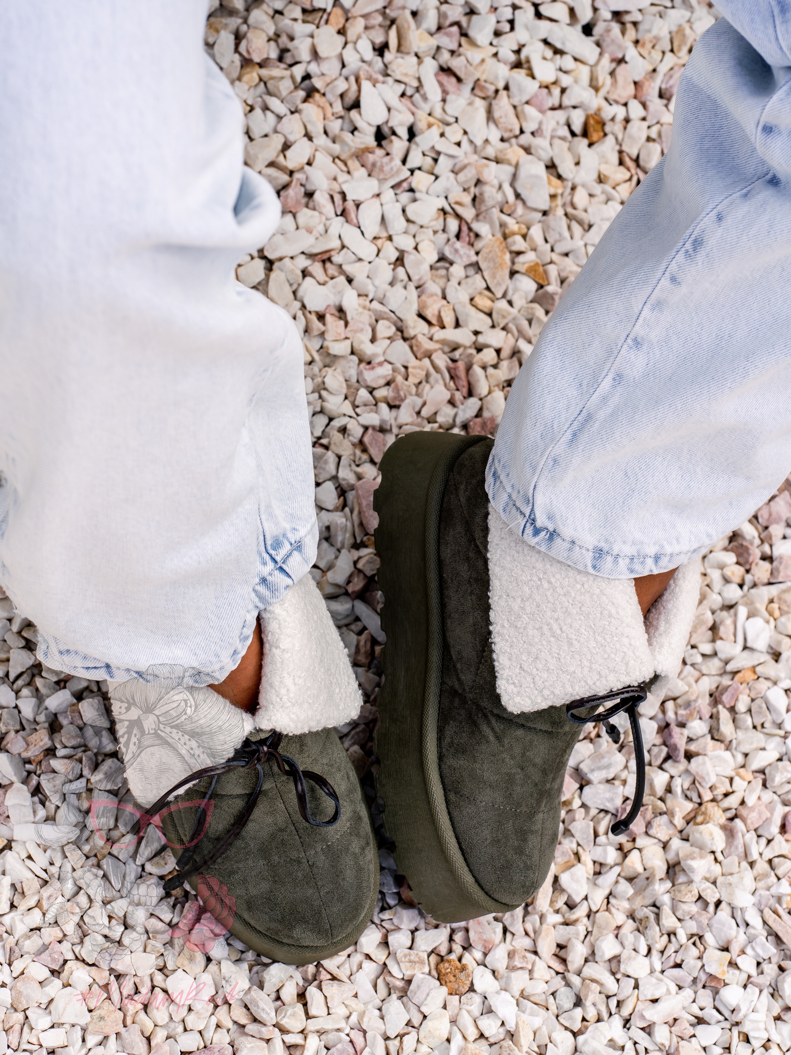 Botki z kożuszkiem Rock Meu khaki