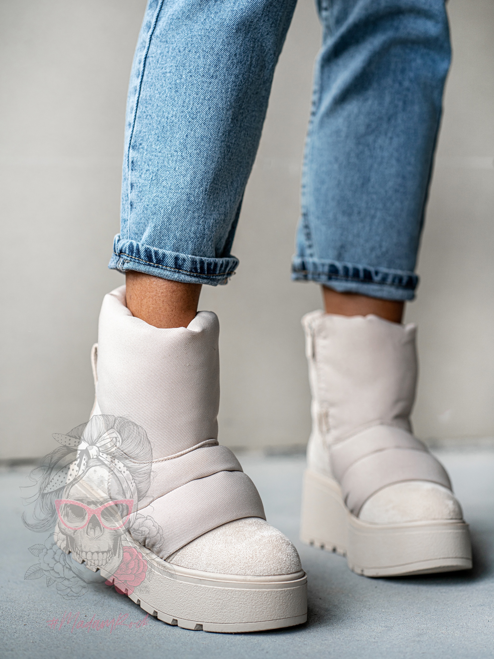 Botki koturny Madam Bambi beżowe