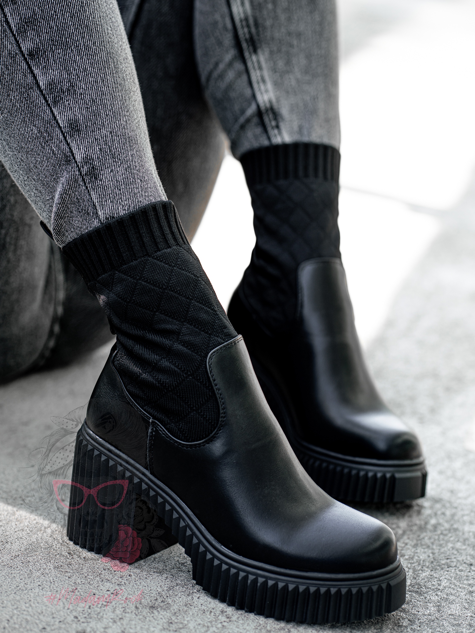 Botki skarpety Rock Ureda czarne