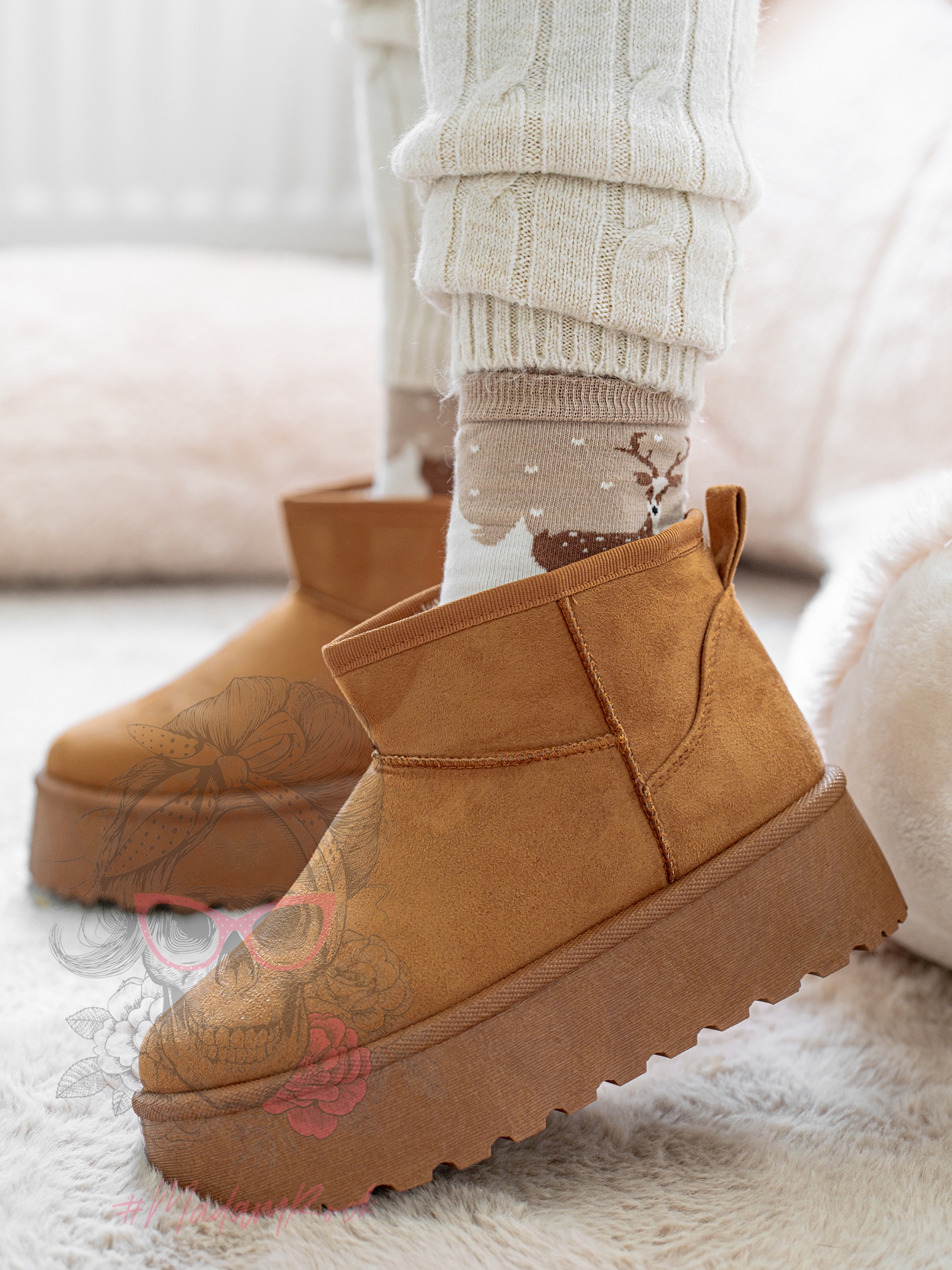 Śniegowce zamszowe Madam Wobbi III karmelowe