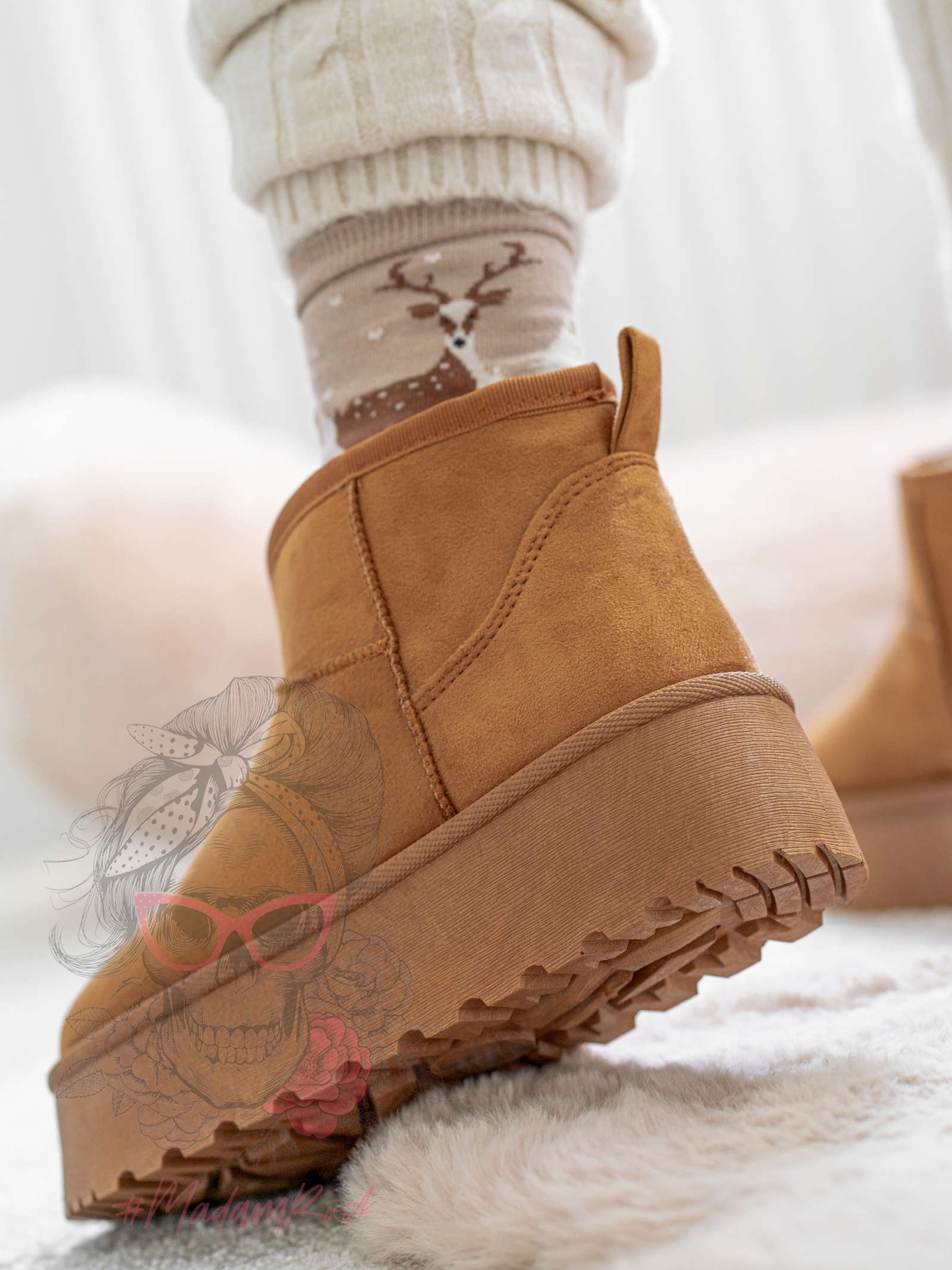 Śniegowce zamszowe Madam Wobbi III karmelowe