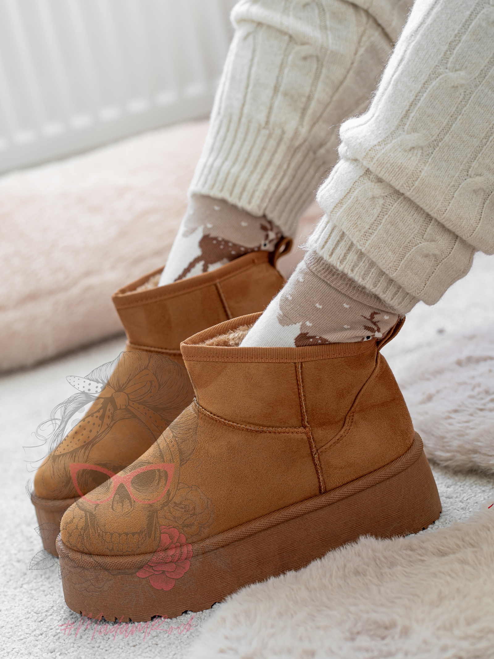 Śniegowce zamszowe Madam Wobbi III karmelowe