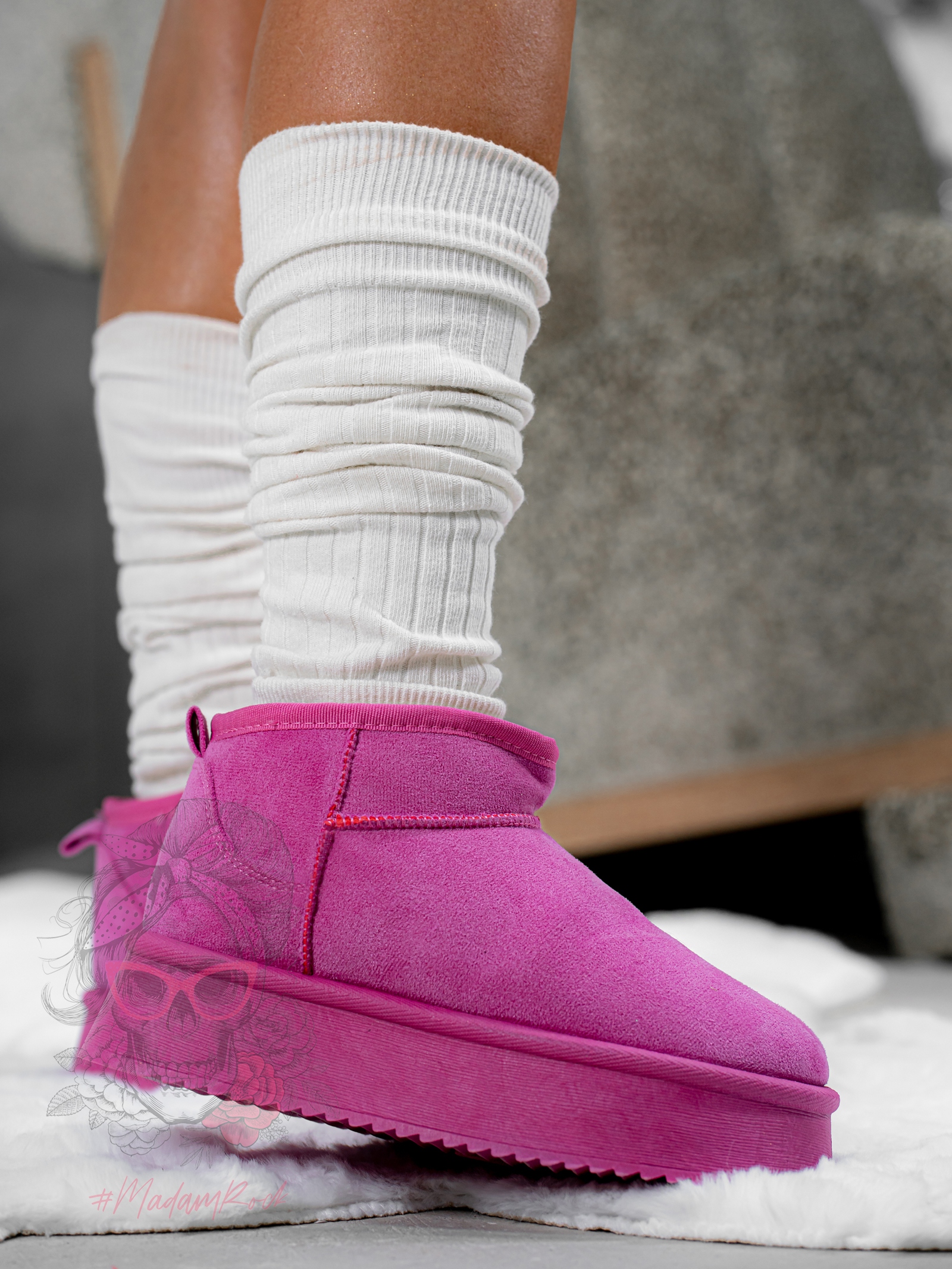 Śniegowce zamszowe Madam Wobbi fuksja