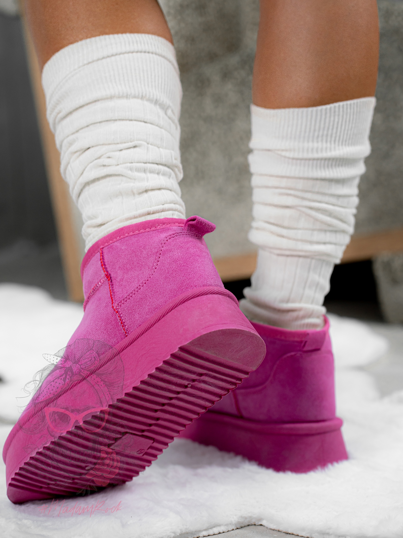 Śniegowce zamszowe Madam Wobbi fuksja