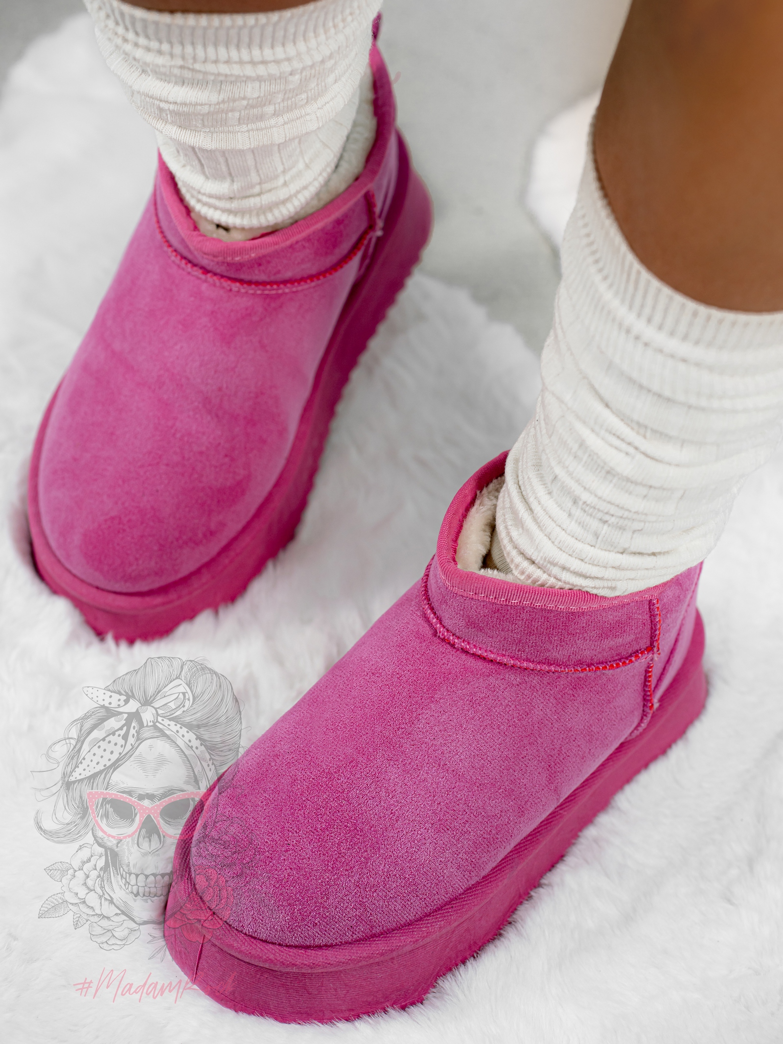 Śniegowce zamszowe Madam Wobbi fuksja