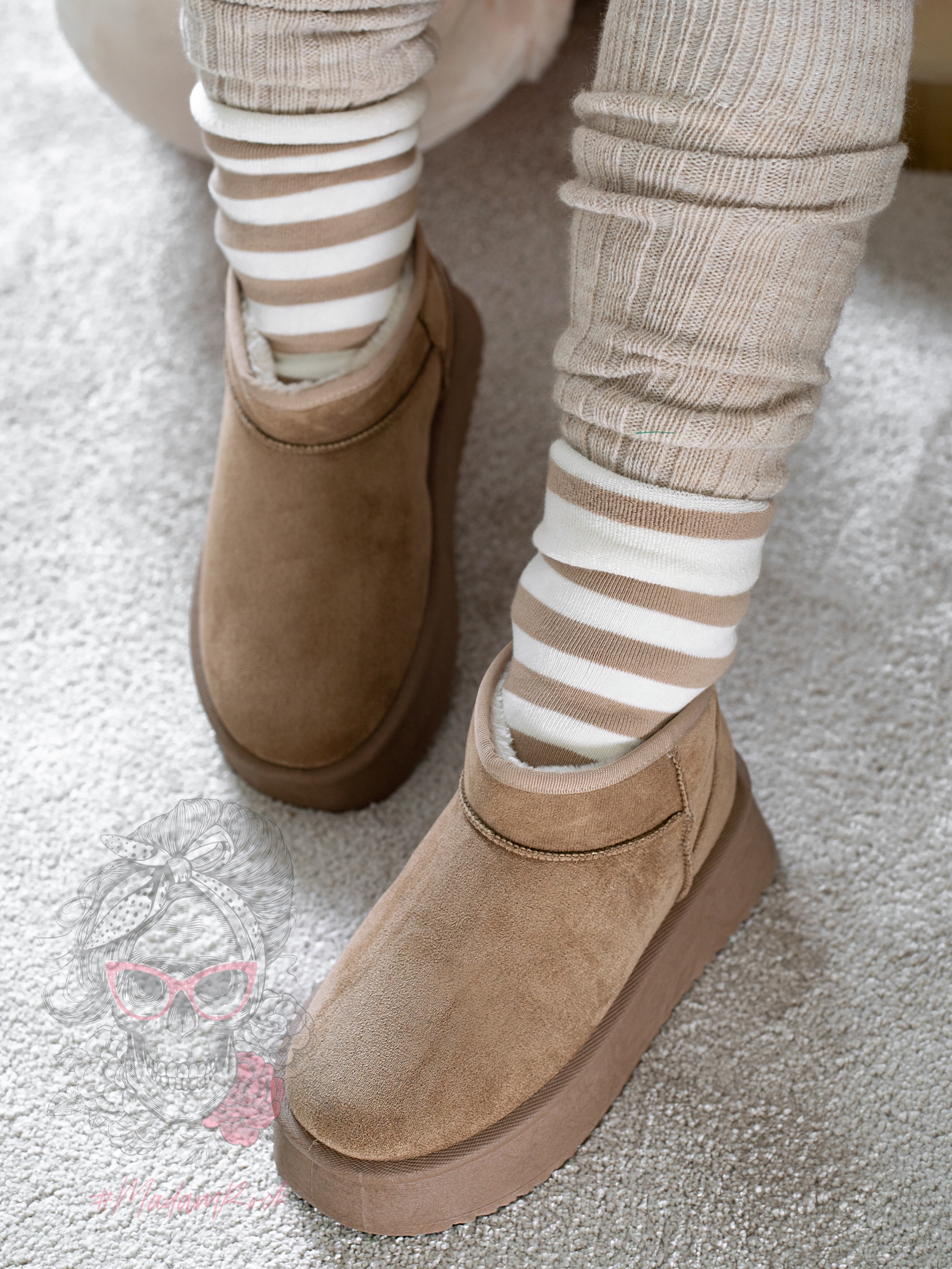 Śniegowce zamszowe Madam Wobbi beżowe