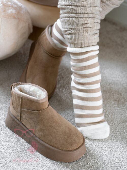 Śniegowce zamszowe Madam Wobbi beżowe