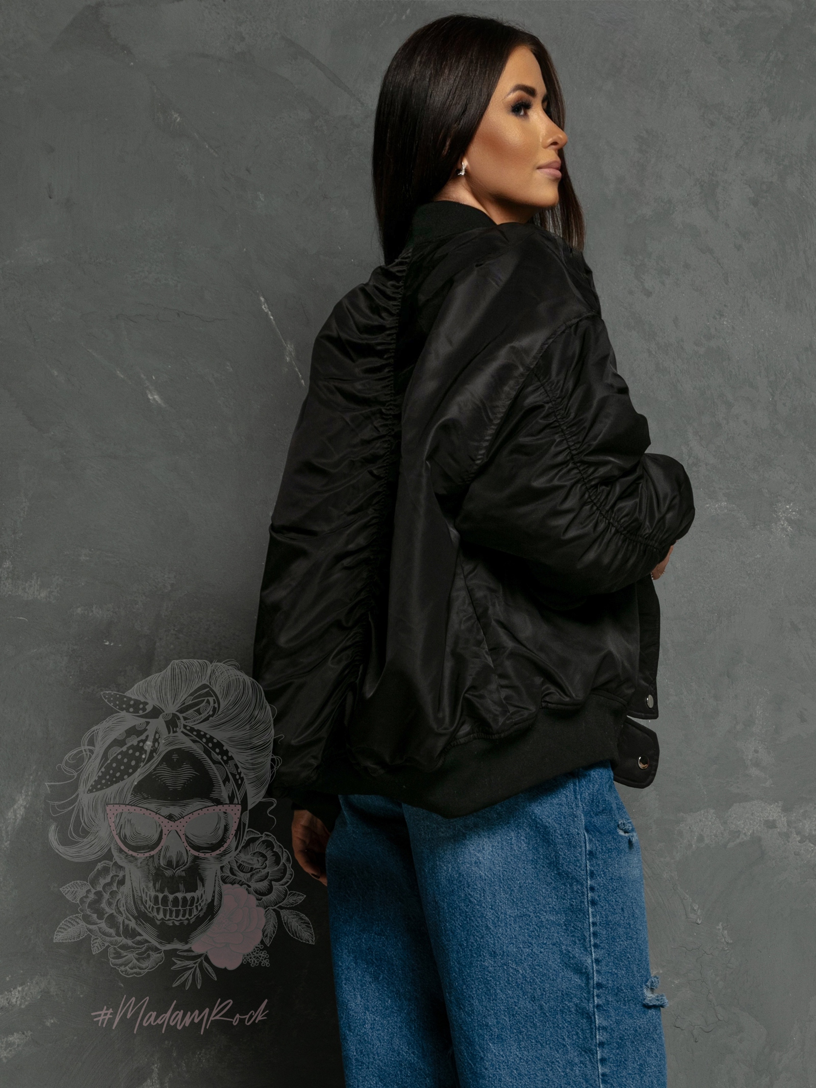 Kurtka bomberka oversize Field czarna Kurtka bomberka oversize Field czarna