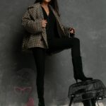 Kurtka kimono Balnce beżowo-czarna