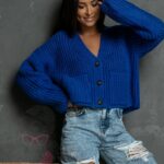 Krótki sweter Elikso chabrowy