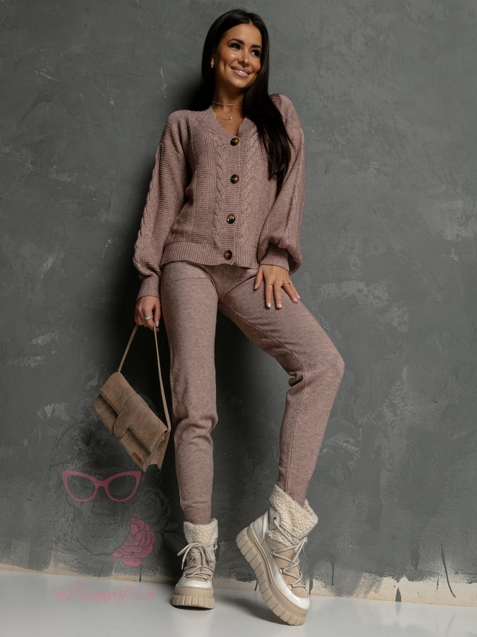 Komplet dzianinowy Comfe ziemisty