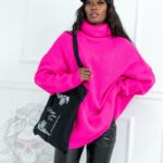 Sweter golf oversize Haat neonowy różowy
