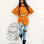 Sweter golf oversize Haat Pomarańczowy