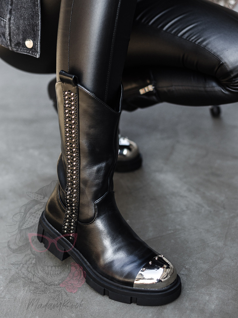 Botki bikery z metalowym noskiem Dragon Rock czarne