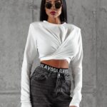 Bluzka elastyczna z marszczeniem JONA OLAVOGA ecru