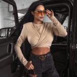 Bluzka elastyczna z marszczeniem JONA OLAVOGA j.beżowa