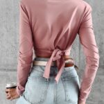 Bluzka elastyczna z marszczeniem JONA OLAVOGA brudny róż