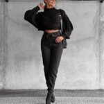 Spodnie z wysokim stanem GIOLA OLAVOGA czarne