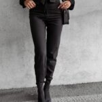 Spodnie z wysokim stanem GIOLA OLAVOGA czarne