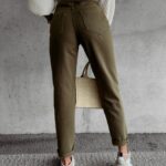 Spodnie z wysokim stanem GIOLA OLAVOGA khaki