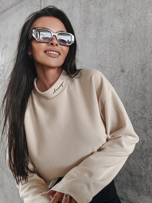 Sweter gładki z półgolfem ENNA OLAVOGA beżowy