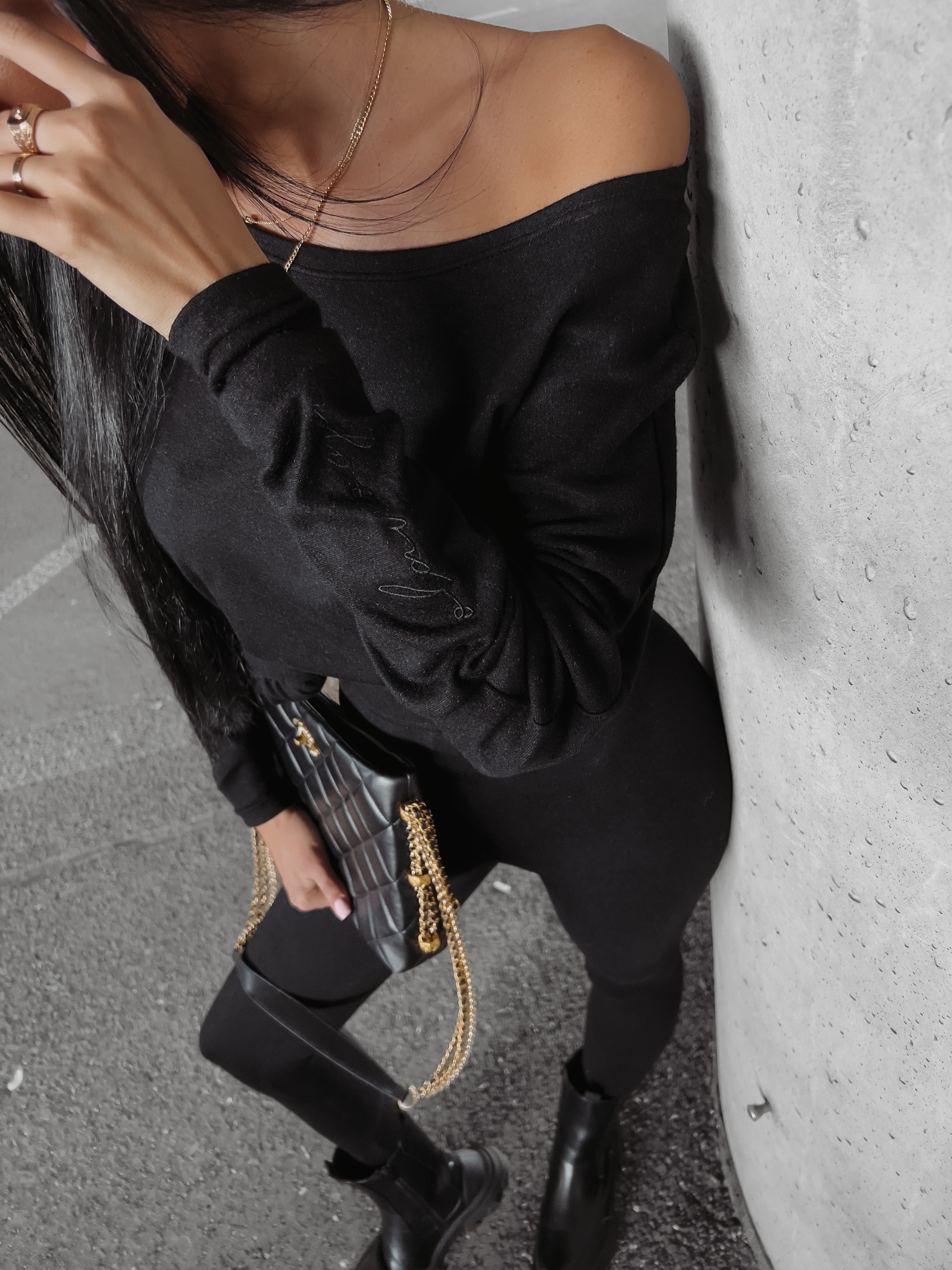 Komplet damski dzianinowy DELLA OLAVOGA czarny