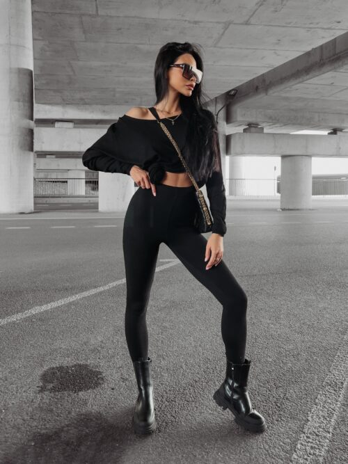 Komplet damski dzianinowy DELLA OLAVOGA czarny