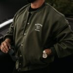 Kurtka męska bomberka BASEBALL MEN OLAVOGA khaki