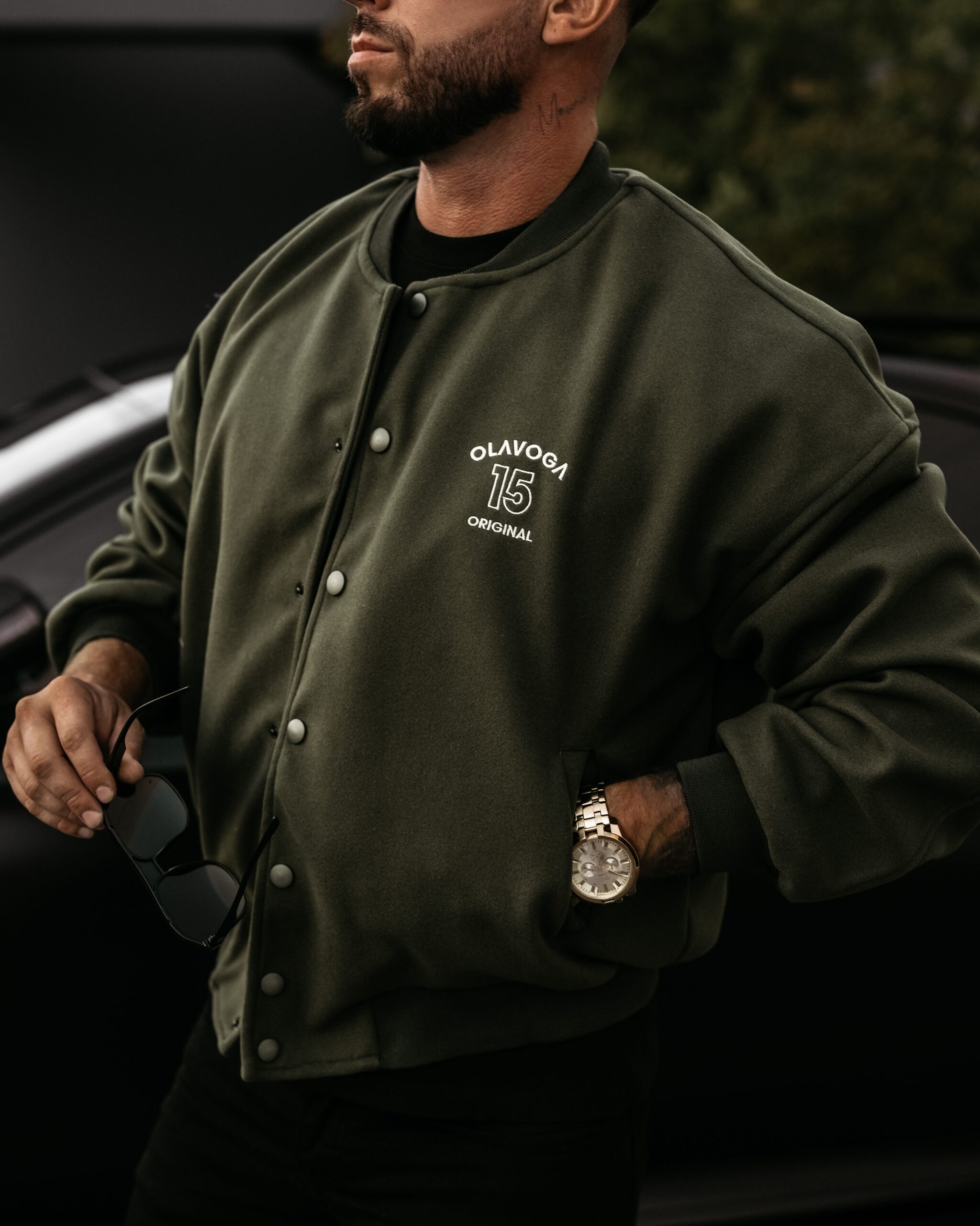 Kurtka męska bomberka BASEBALL MEN OLAVOGA khaki