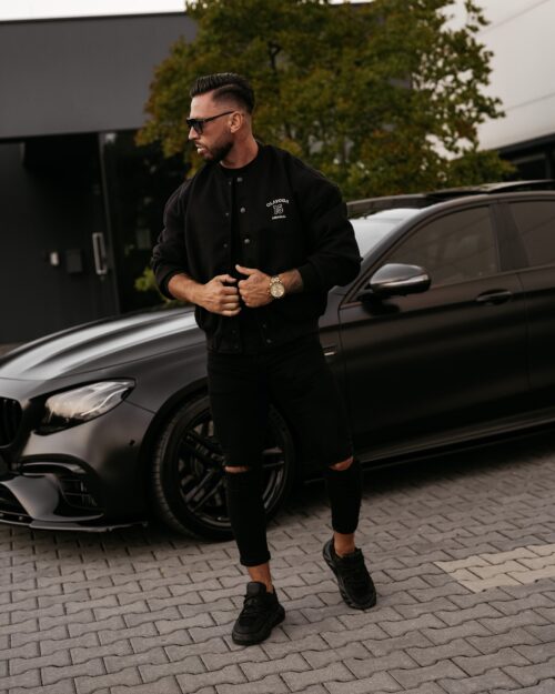 Kurtka męska bomberka BASEBALL MEN OLAVOGA czarna