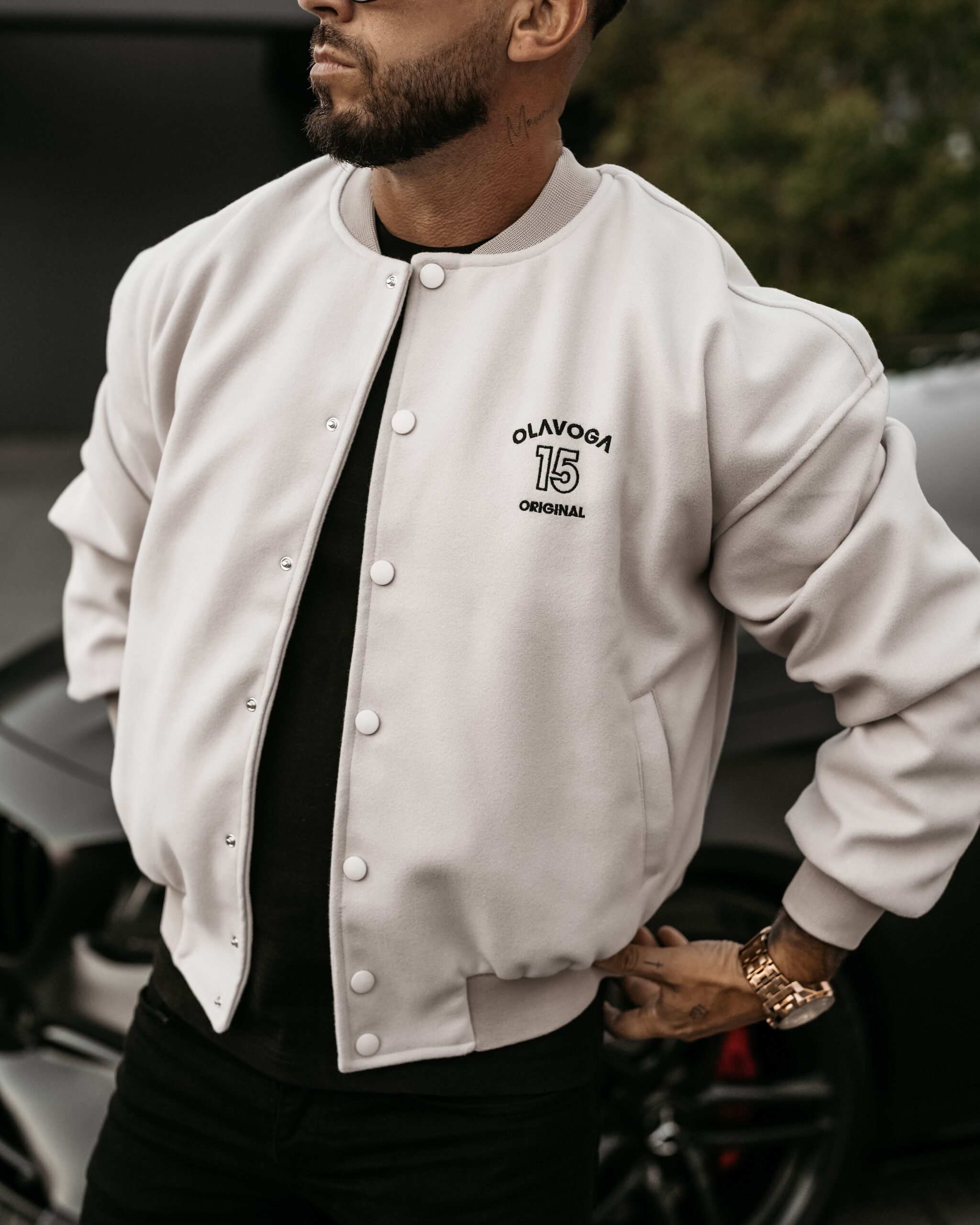 Kurtka męska bomberka BASEBALL MEN OLAVOGA beżowa