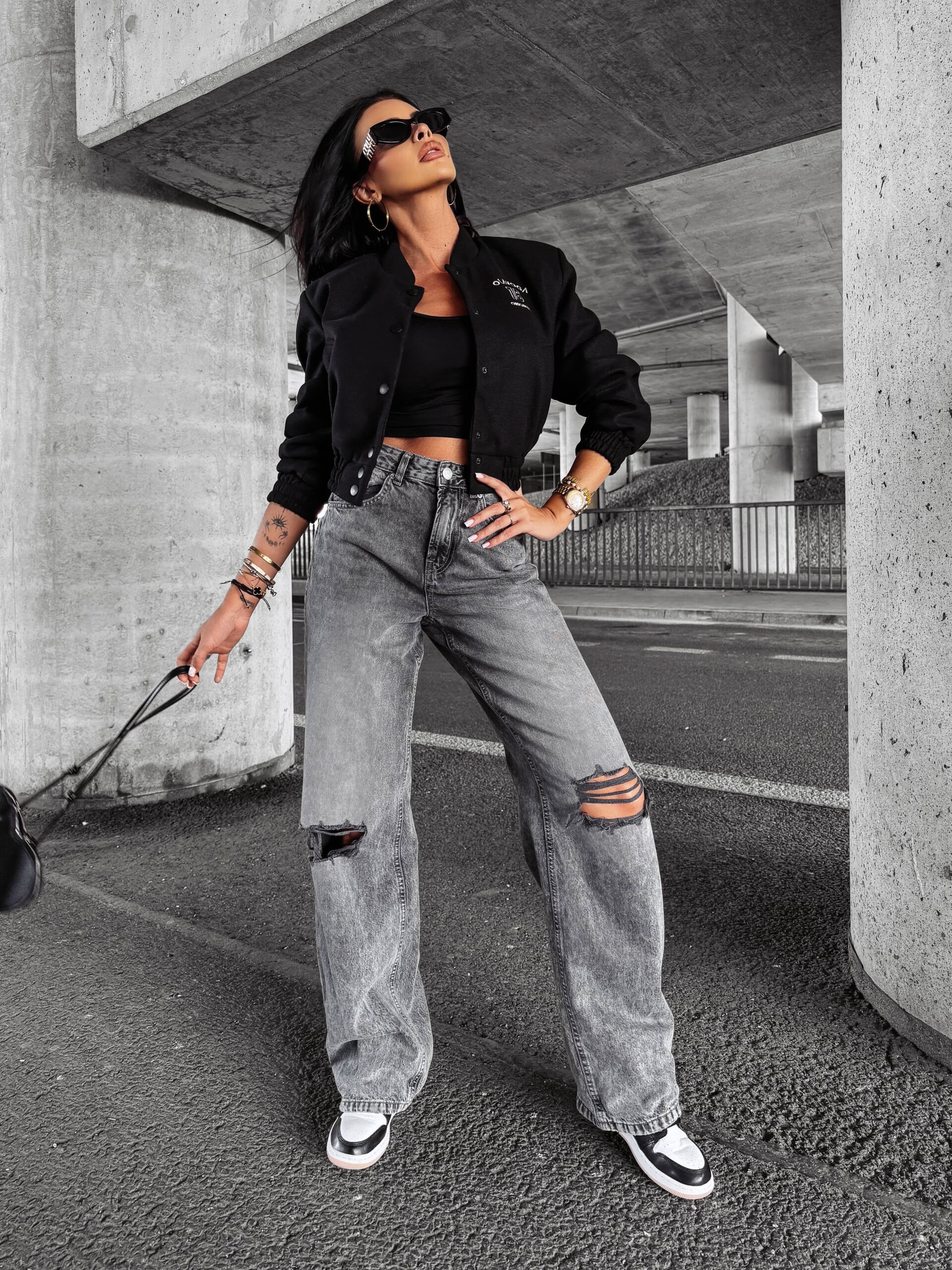 Kurtka przejściowa bomberka BASEBALL OLAVOGA czarna