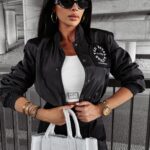 Kurtka damska bomber jacket DAHLIA OLAVOGA czarna