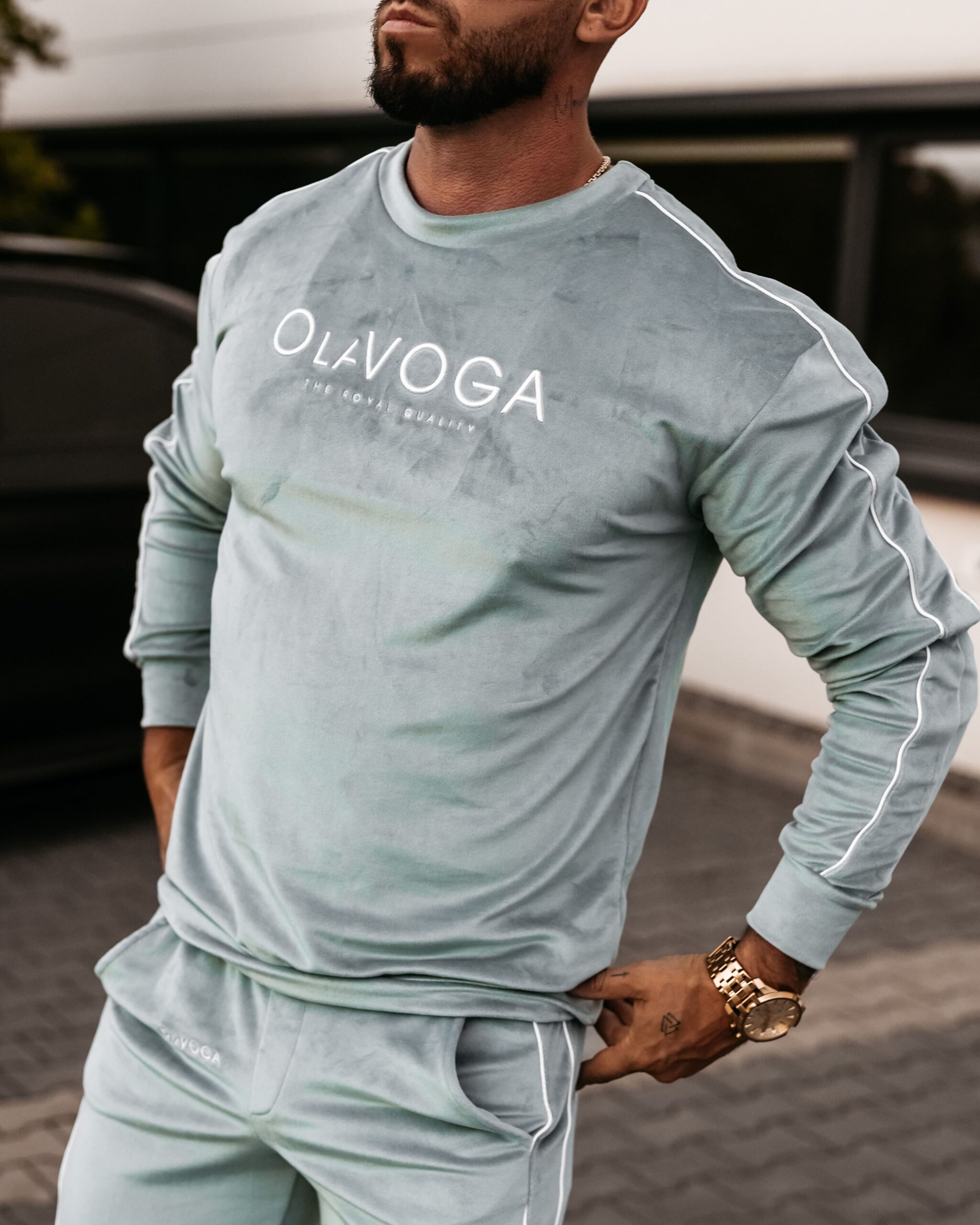 Dres męski welurowy DRESSY MEN OLAVOGA mięta