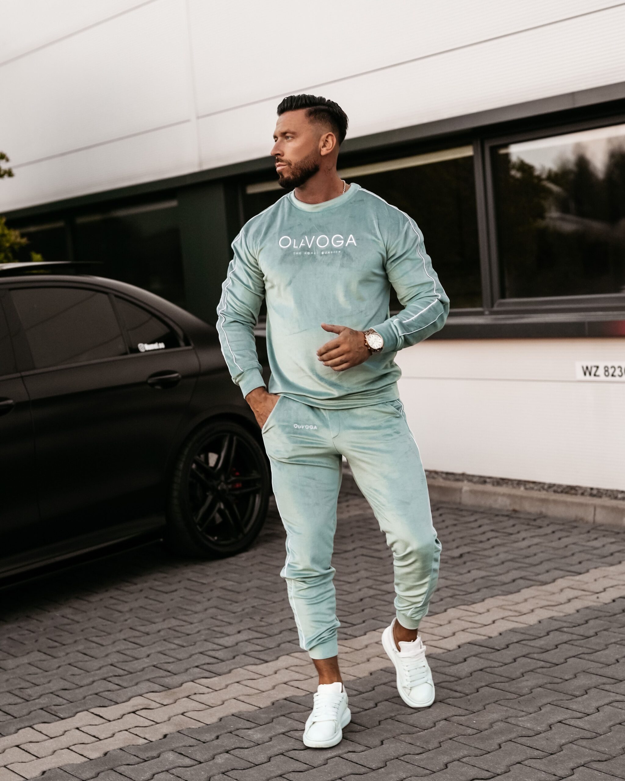 Dres męski welurowy DRESSY MEN OLAVOGA mięta