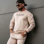 Dres męski welurowy DRESSY MEN OLAVOGA beżowy