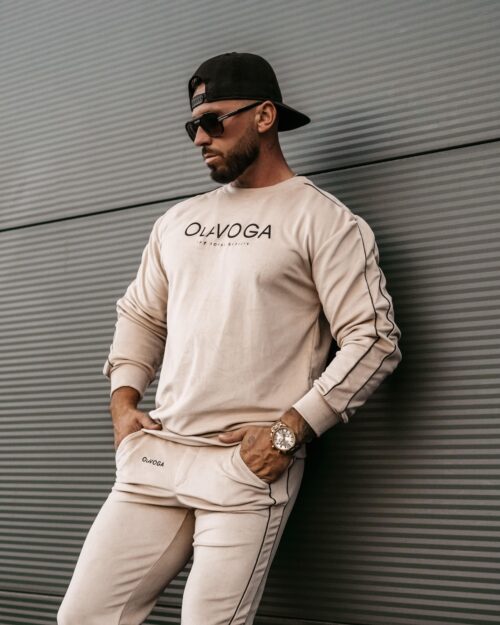 Dres męski welurowy DRESSY MEN OLAVOGA beżowy