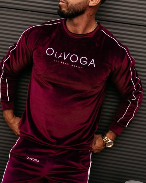 Dres męski welurowy DRESSY MEN OLAVOGA bordowy