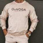 Dres męski welurowy DRESSY MEN OLAVOGA beżowy