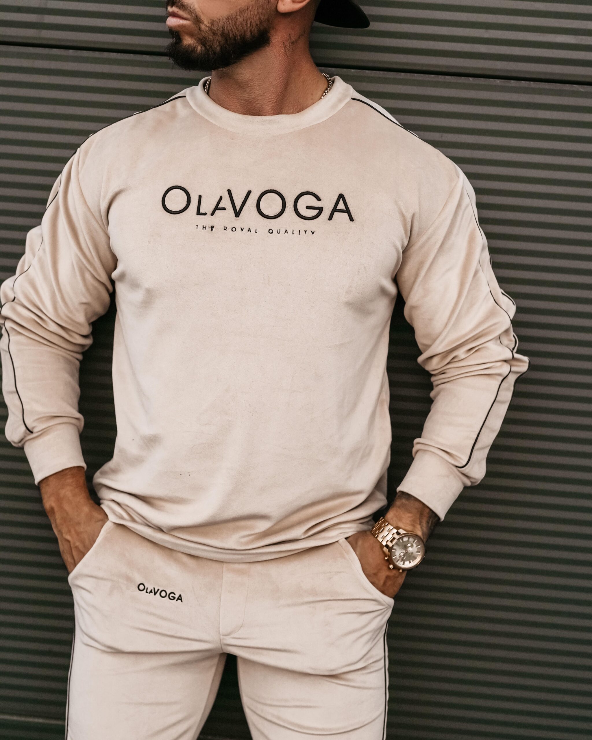 Dres męski welurowy DRESSY MEN OLAVOGA beżowy Dres męski welurowy DRESSY MEN OLAVOGA beżowy