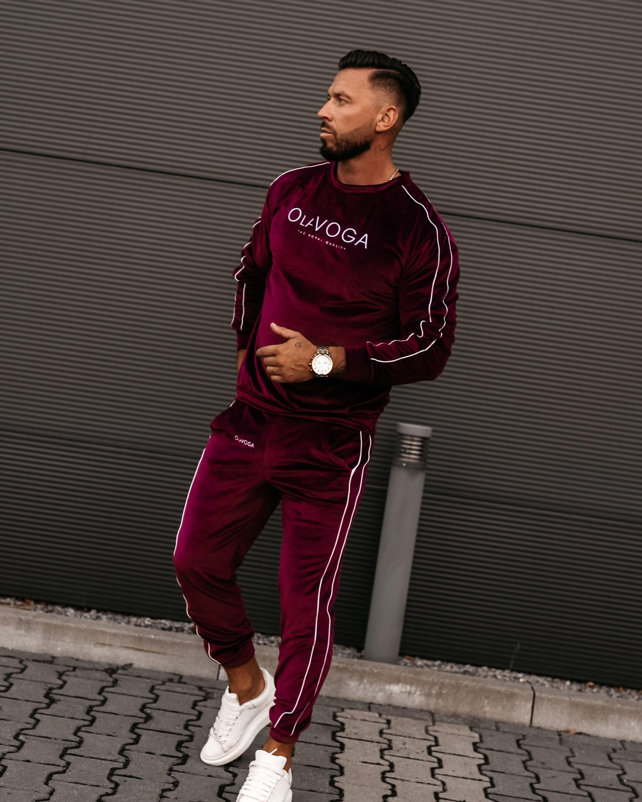 Dres męski welurowy DRESSY MEN OLAVOGA bordowy Dres męski welurowy DRESSY MEN OLAVOGA bordowy