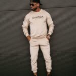 Dres męski welurowy DRESSY MEN OLAVOGA beżowy