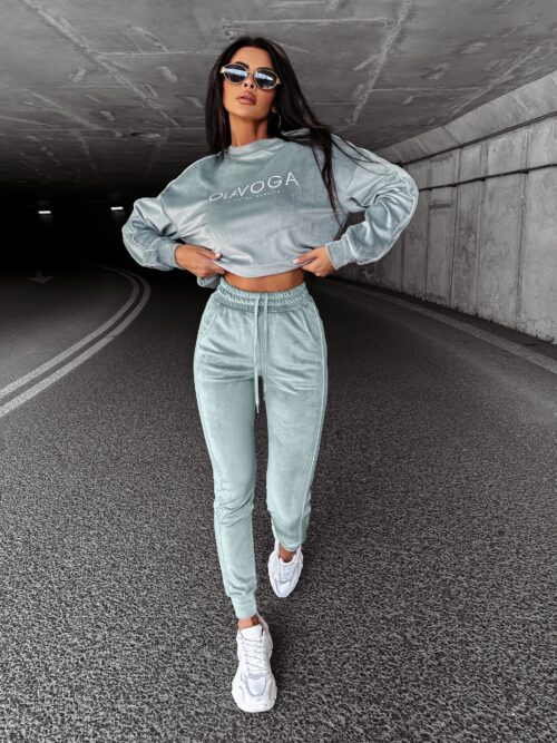 Komplet dres welurowy damski DRESSY OLAVOGA mięta